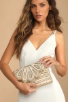 Lulus Bring The Radiance Cream Multi Beaded Sequin Clutch In Cream Multi