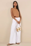 Lulus Brisa White Cuffed Wide-leg Pants In White