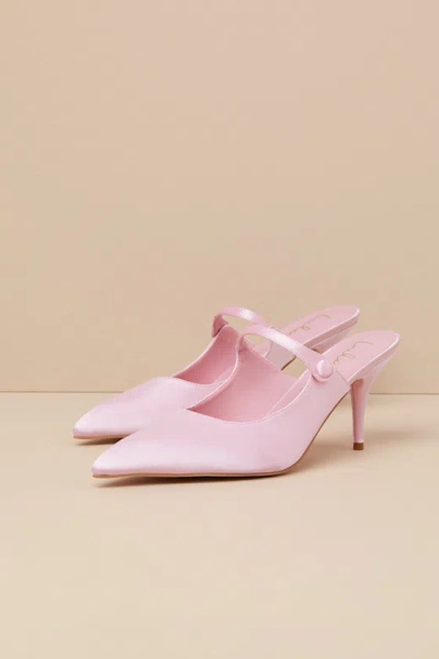 Lulus Bristel Baby Pink Satin Mule Pumps