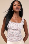 Lulus Brynlee Beige Multi Floral Lace Tank Top In Beige