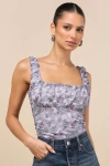 Lulus Brynlee Dusty Lilac Floral Lace Tank Top In Lilac