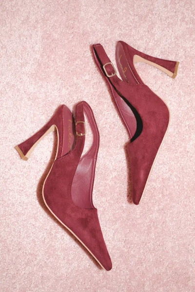 Lulus Cadey Burgundy Suede Pointed-toe Slingback Pumps In Multi