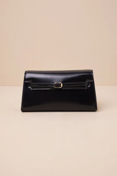 Lulus Calandra Black Vegan Leather Shoulder Bag