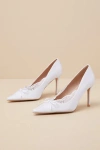 Lulus Calandre White Satin Pointed-toe Pumps In White