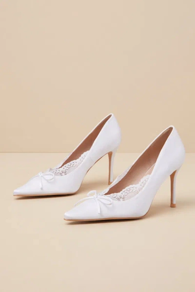Lulus Calandre White Satin Pointed-toe Pumps