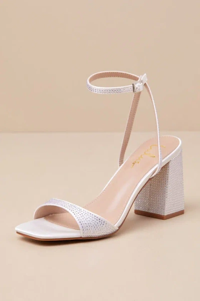Lulus Callerie White Rhinestone Ankle Strap High Heel Sandals