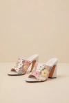 Lulus Callixta Pink Bone Floral Sequin High Heel Slide Sandals In Pink