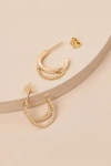 Lulus Camelia Gold Double Hoop Earrings In Gold