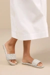 Lulus Capricia Ivory Pearl Rhinestone Slide Sandals In Ivory