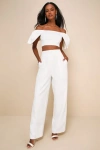 Lulus Captivating Entrance White Off-the-shoulder Two-piece Jumpsuit In White