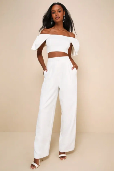 Lulus Captivating Entrance White Off-the-shoulder Two-piece Jumpsuit