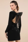 Lulus Captivating Muse Black Velvet Tie-back Mini Dress In Black