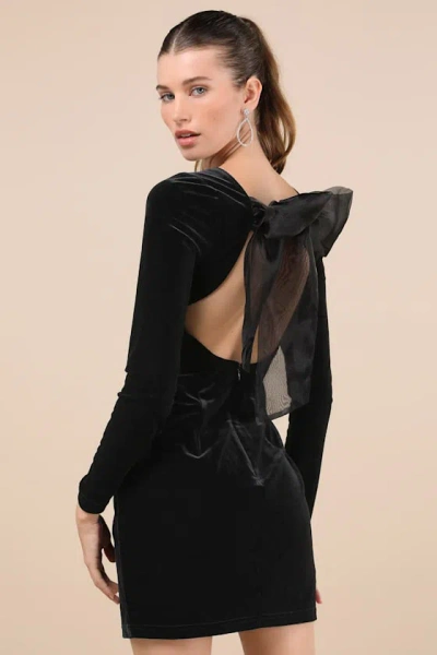 Lulus Captivating Muse Black Velvet Tie-back Mini Dress