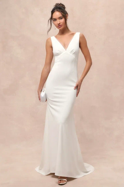 Lulus Captivating Promise White Sleeveless Mermaid Maxi Dress