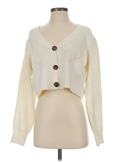 Pre-owned Lulus Cardigan Sweater In White