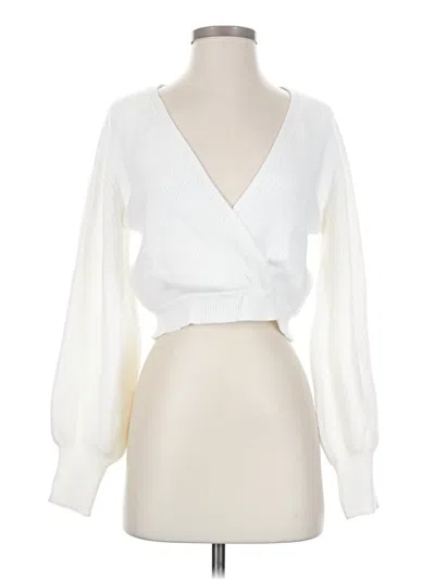 Pre-owned Lulus Cardigan Sweater In White