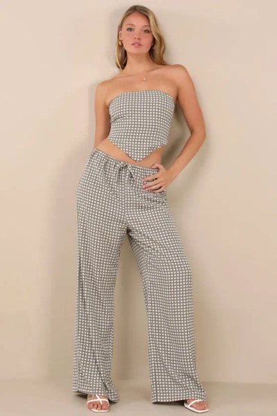 Lulus Carefree Agenda Sage Green Geometric Print Drawstring Pants