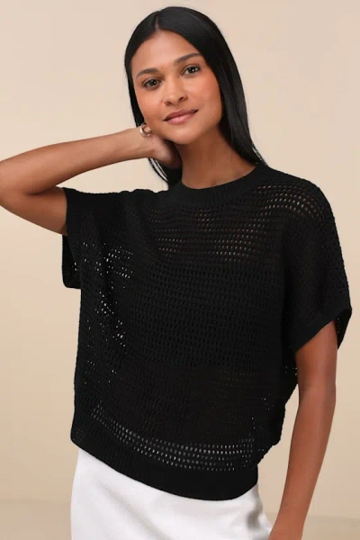 Lulus Carefree Mentality Black Cutout Sweater Top