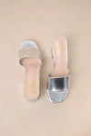 Lulus Carington Silver High Heel Slide Sandals In Silver