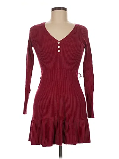 Pre-owned Lulus Casual Dress In Burgundy
