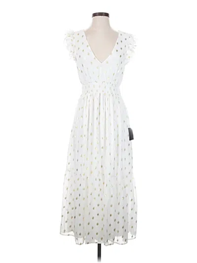 Lulus Cause To Celebrate White And Gold Dot Ruffled Tiered Midi Dress