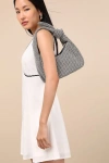 Lulus Caylana Black And White Woven Knotted Handbag In Black And White