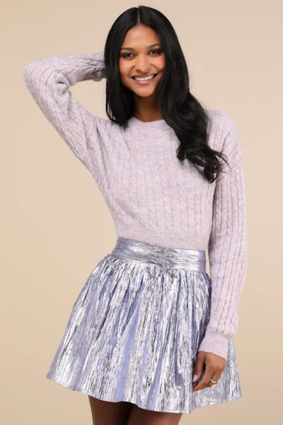 Lulus Celebrated Shine Lavender Metallic Mini Skirt In Purple