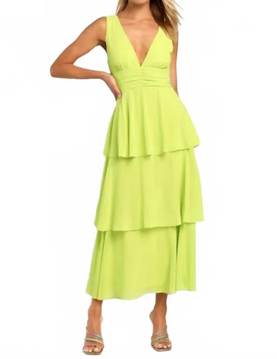 Lulus Celebration Time Sleeveless Tiered Midi Dress In Lim Green