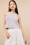 Lulus Cennet Grey Multi Space Dye Lace-up Tank Top