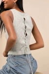 Lulus Cennet Ivory Multi Space Dye Lace-up Tank Top