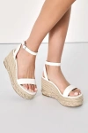 Lulus Cesilie White Ankle Strap Platform Espadrille Wedges In White