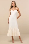 Lulus Channa Ivory Pleated Hem Midi Dress In Animal Print