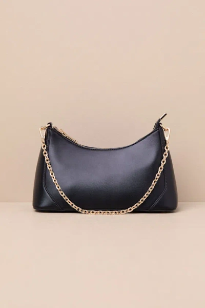 Lulus Charismatic Charm Black Chain Strap Shoulder Bag