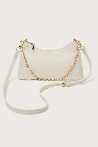 Lulus Charismatic Charm Bone Chain Strap Shoulder Bag In White