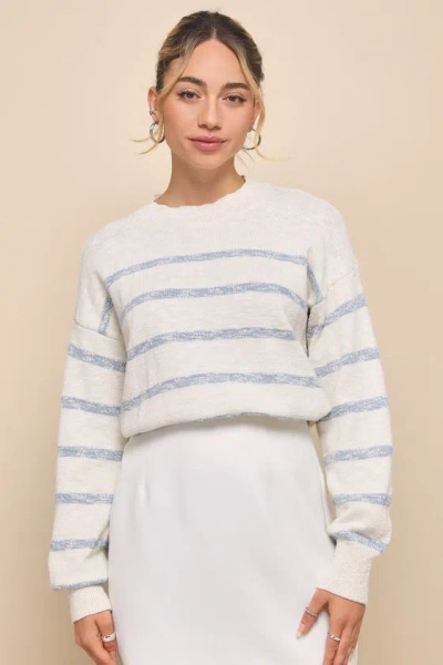 Lulus Charismatic Classic Ivory Striped Cotton Pullover Sweater