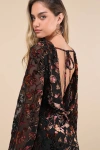 Lulus Charismatic Influence Black Burnout Velvet Cowl Back Mini Dress In Black