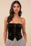 Lulus Charismatic Mood Dark Brown Velvet Vest Top In Brown