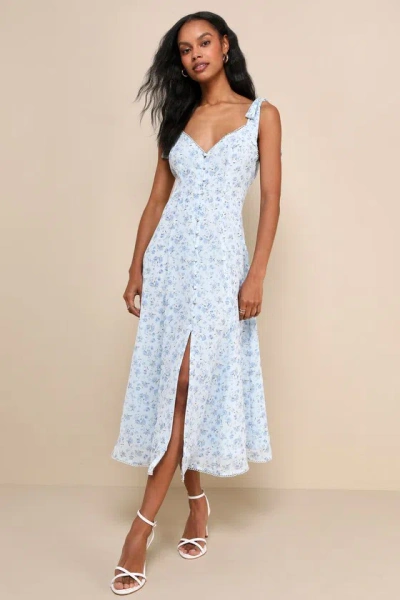 Lulus Charismatic Persona Light Blue Floral Tie-strap Midi Dress