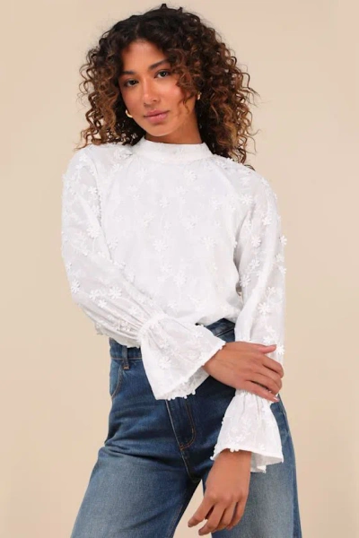 Lulus Charismatic Romantic White Embroidered Top