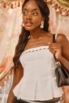 Lulus Charming Design White Crochet Lace Pleated Ribbon Tank Top In White