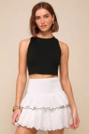Lulus Charming Time White Smocked Tiered Mini Skirt In White