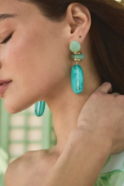 Lulus Chaudrie Turquoise Stone Drop Earrings