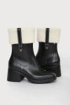 Lulus Chayy Black Faux Fur Mid-calf High Heel Boots In Black