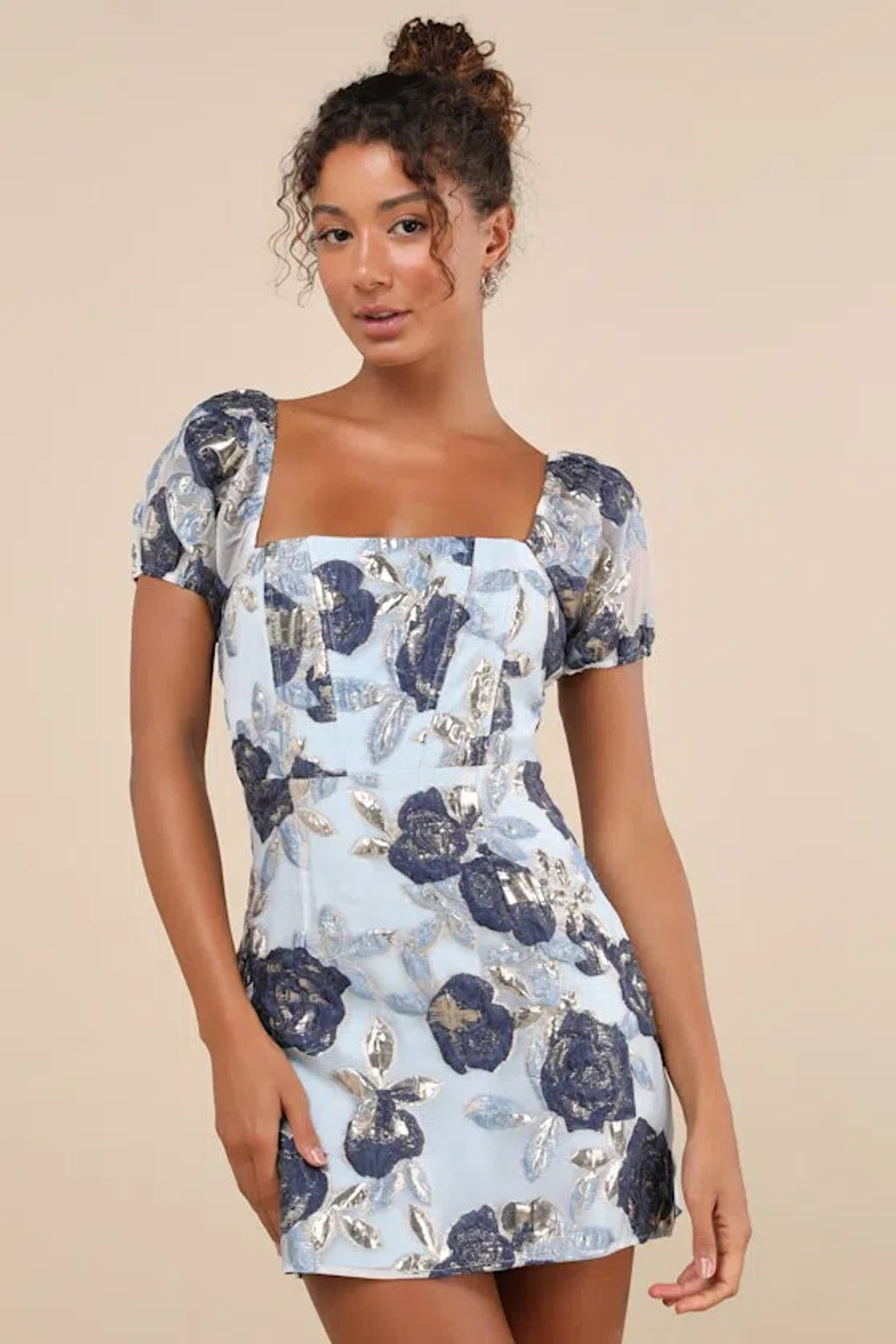 lulus floral mini dress Verine Light Blue Multi Floral Ruffled Mini Dress