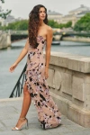 Lulus Chelisa Beige Floral Ruffled Strapless Bustier Maxi Dress In Multi