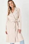 Lulus Chic Calling Beige Suede Trench Coat In Beige