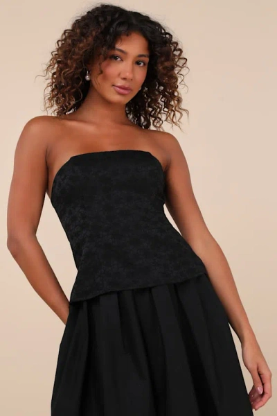 Lulus Chic Consideration Black Strapless Top