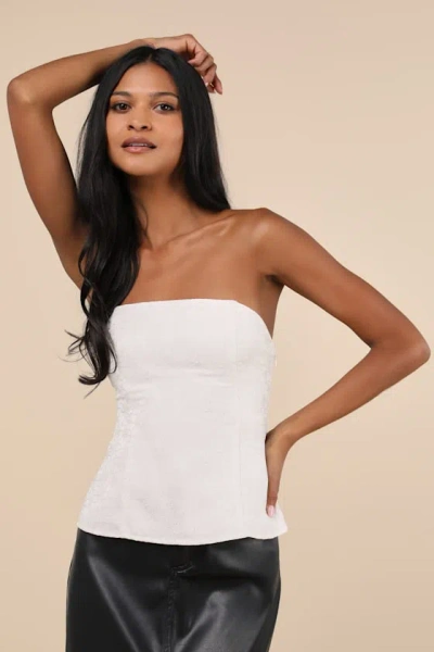 Lulus Chic Consideration Ivory Strapless Top