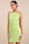 Lulus Chic Ease Lime Green Sleeveless Mini Dress In Green