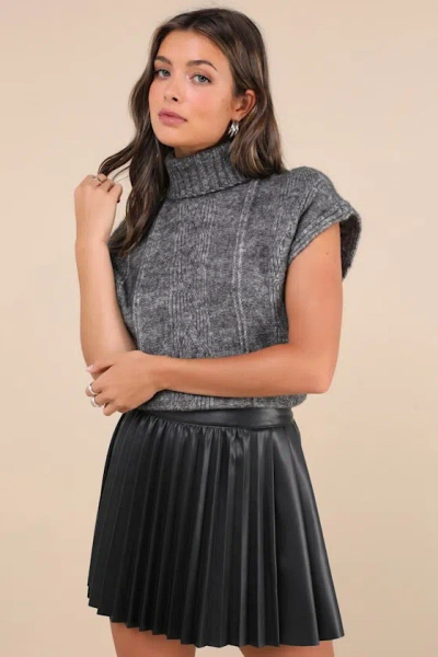 Lulus Chic Edge Black Vegan Leather Pleated High-rise Mini Skirt
